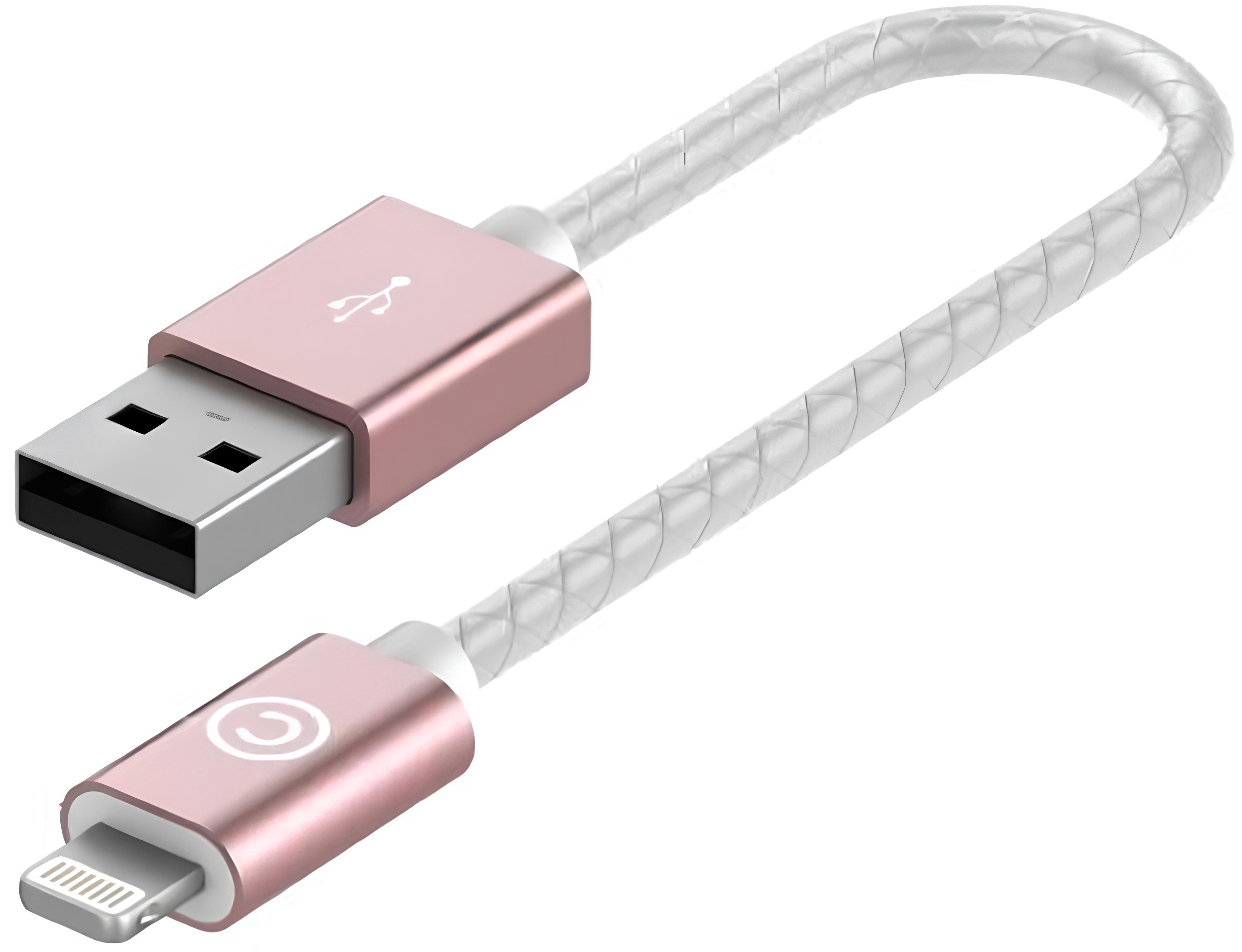 Кабель USB-A to Lightning Leather Cable A.L Rose Gold (0.15 m)